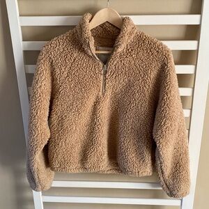 Hollister Teddy Pull Over Sweater Tan Brown Size small